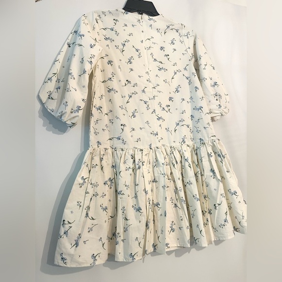 NWT Milo cotton cream and blue dress with peekaboo animals under pleats - Picture 3 of 5